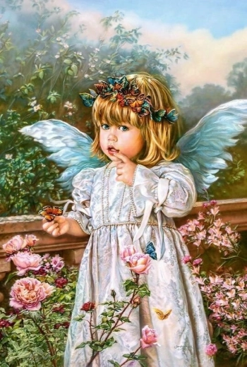Peinture par numéros Ange avec des fleurs 40 × 50 cm