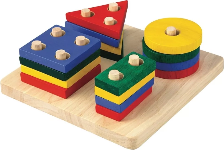 Planche d’empilage en bois avec formes géométriques PlanToys