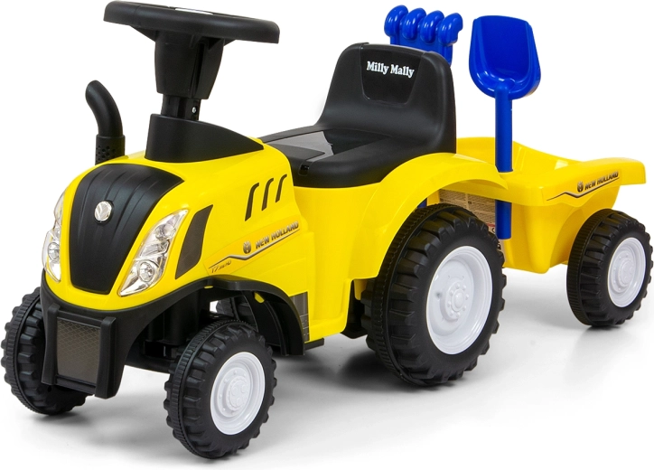 Porteur enfant Milly Mally tracteur New Holland T7 avec remorque basculante, jaune