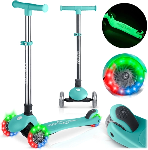 Trottinette d’équilibre à trois roues pour enfants RICOKIDS Glow – turquoise