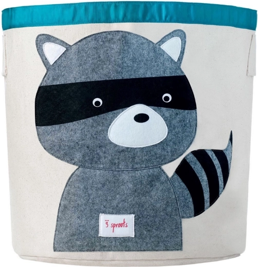 3 Sprouts panier de rangement à jouets raton laveur gris