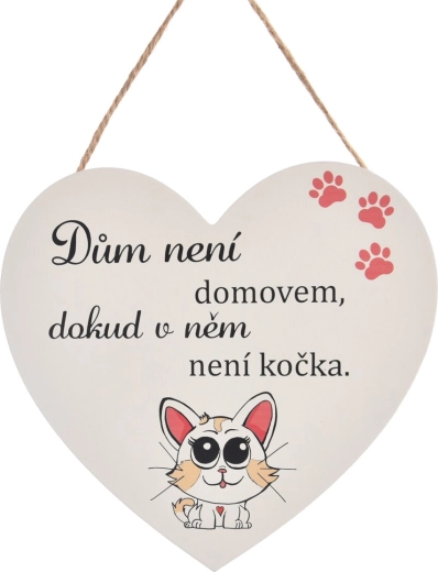 Pancarte décorative en bois en forme de cœur « CAT HOME »