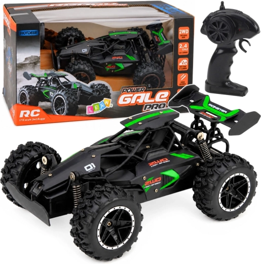 Voiture RC tout-terrain 1:18 2,4 GHz, noir-vert, jusqu’à 15 km/h