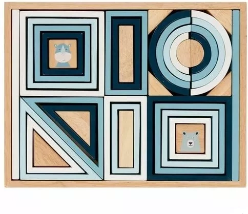 Goki jeu de construction en bois bleu pastel, 38 pièces