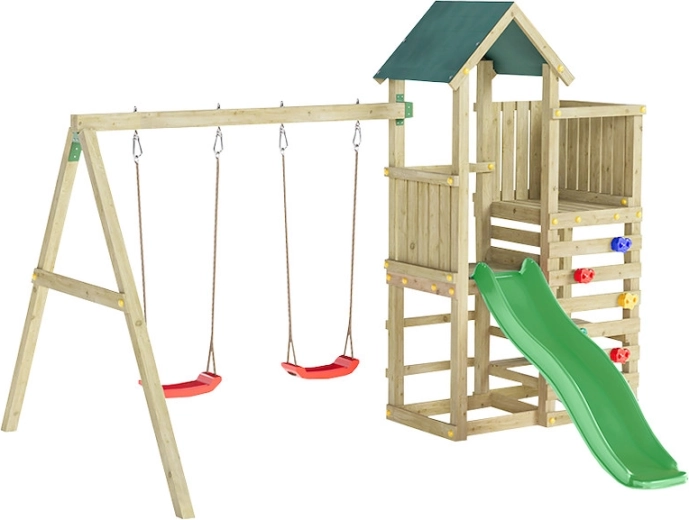 Aire de jeux en bois Marimex pour enfants Play Basic avec toboggan vert