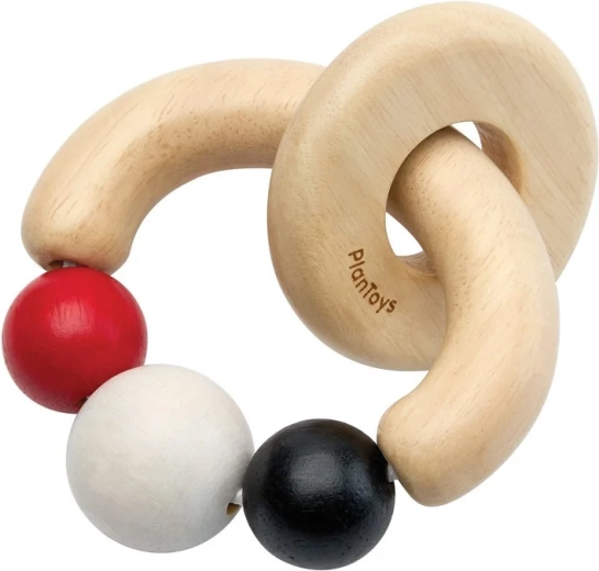 Hochet contrasté PlanToys avec perles - 1 pièce