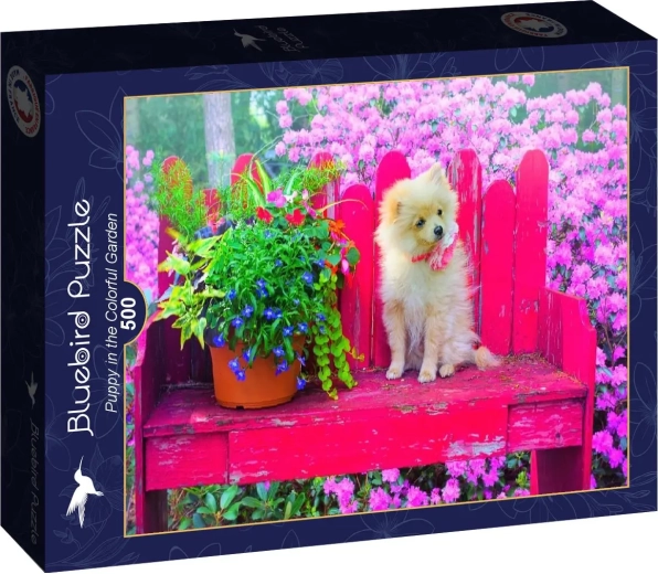 Puzzle Bluebird chiot dans un jardin coloré 500 pièces