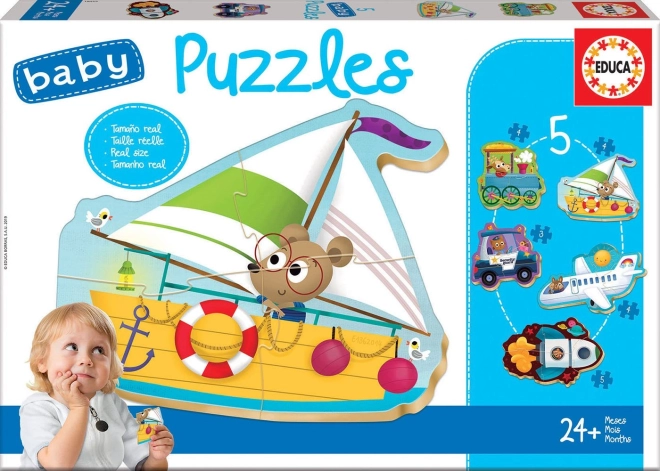 Baby puzzle Animaux dans les moyens de transport 5 en 1