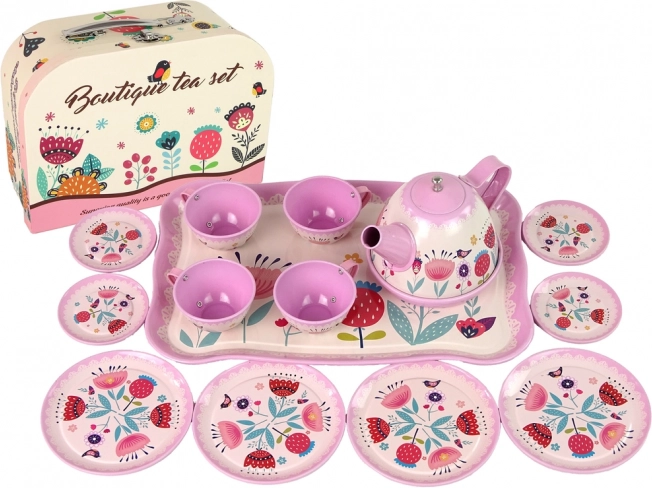 Set de thé et café pour enfants rose en valisette