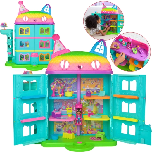 Maison de poupée arc-en-ciel Gábi de déstockage avec ascenseur et poupée Gabby's Celebration Dollhouse avec sons