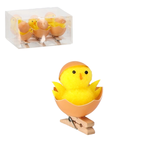 Poussins de Pâques dans une demi-coquille – lot de 6 avec clip