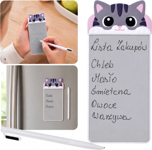 Bloc-notes magnétique pour réfrigérateur chat avec stylet - 1 pièce