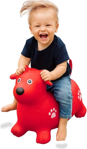 Animal sauteur chien HoppyDoo rouge avec pompe