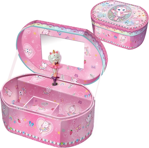 Boîte à bijoux musicale avec motif de chat – ovale