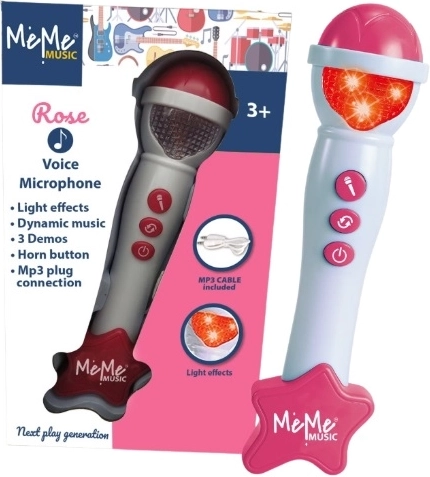 Micro pour enfants Meme avec effets lumineux et sonores – rose