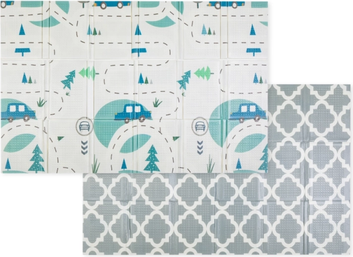 Petite&Mars tapis de jeu pliable en mousse Campy L 130 × 200 cm Cars & Arabesca
