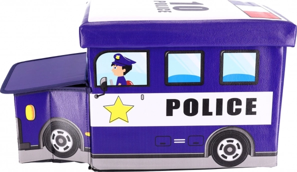 Conteneur à jouets avec pouf - Voiture de police