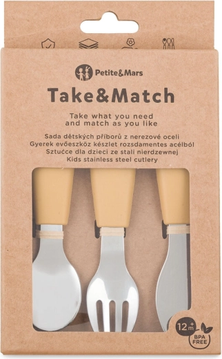 Petite&Mars set de couverts pour enfants Take&Match Intense Ochre 12m+