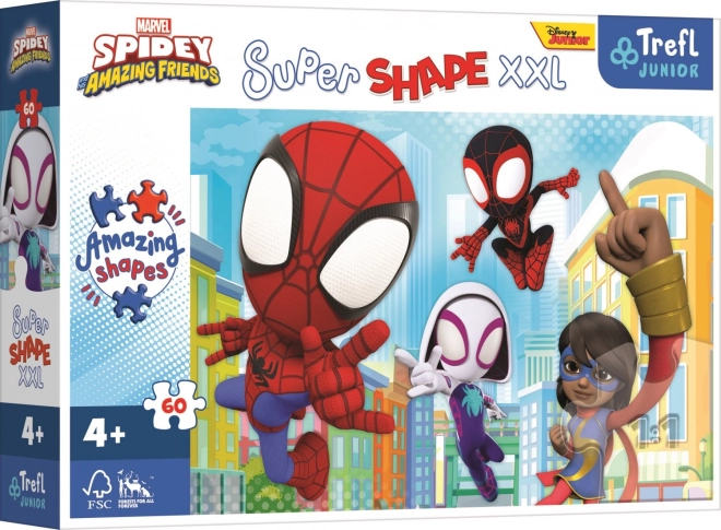 Puzzle 60 pièces XXL Super Shape Spidey Malin, Spidey et ses super amis