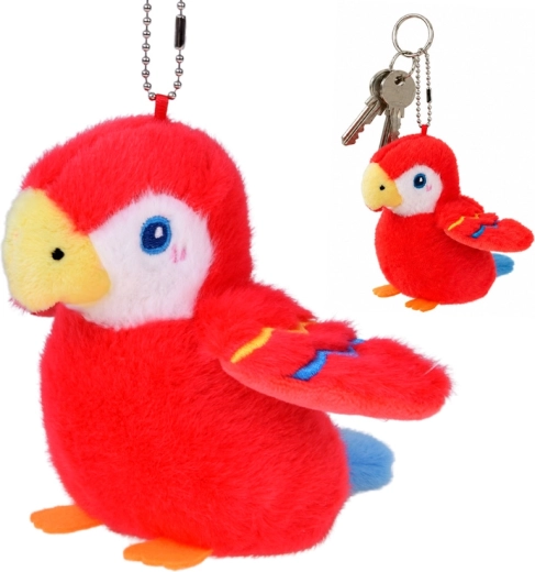 Perruche en peluche Rico rubis avec sifflet et porte-clés 13 cm - 1 pièce
