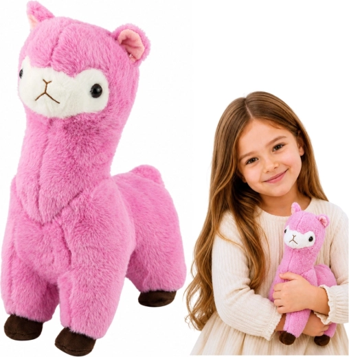 Alpaga (lama) en peluche rose 28 cm - 1 pièce