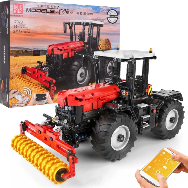 Kit RC tracteur rouge 2716 pièces avec accessoires interchangeables