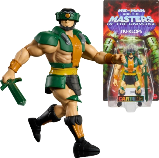 Masters of the Universe Origins figurine Tri‑Klops avec casque et épée