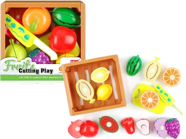 Ensemble de fruits à découper dans une cagette