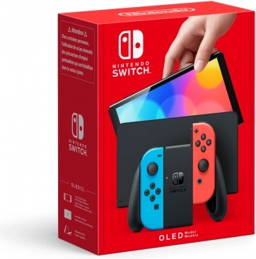 Nintendo Switch modèle OLED bleu néon et rouge