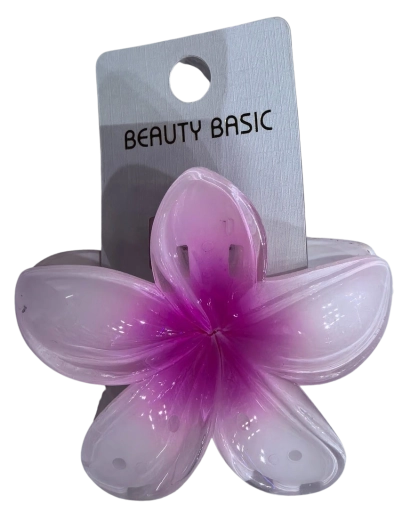 PINK grande pince à cheveux en forme de fleur d’hibiscus rose-blanc - 1 pièce