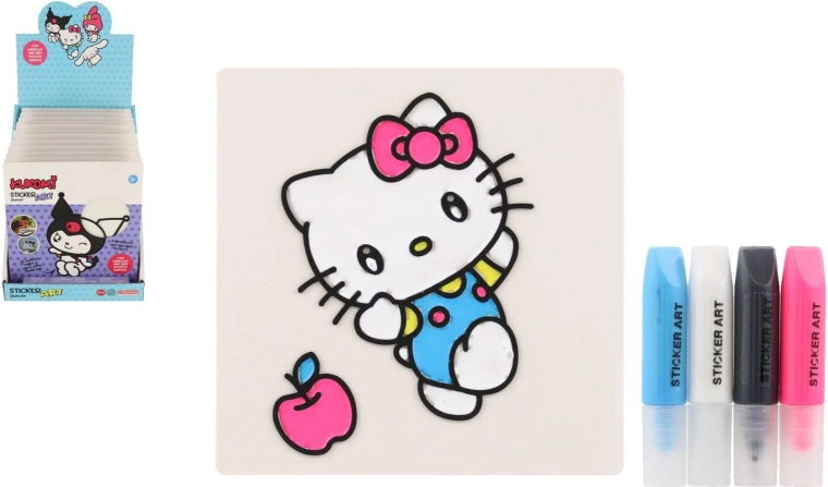 Autocollants de fenêtre et coloriages avec peintures Hello Kitty et Kuromi (2 modèles), 19 × 23 cm