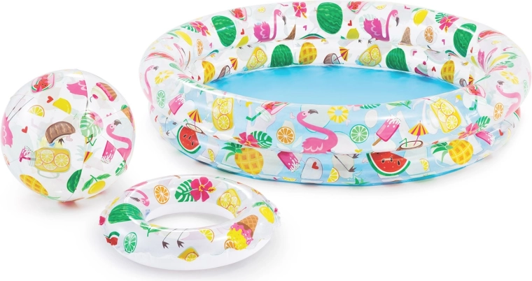 Piscine gonflable avec bouée et ballon 122 × 25 cm Intex