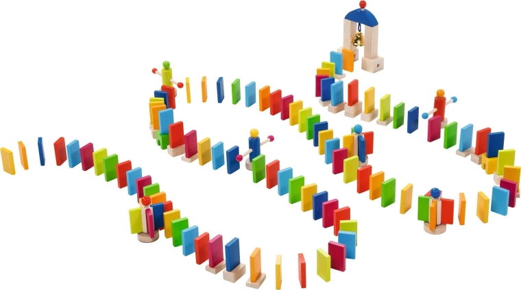 Domino Rally piste de dominos en bois avec clochette