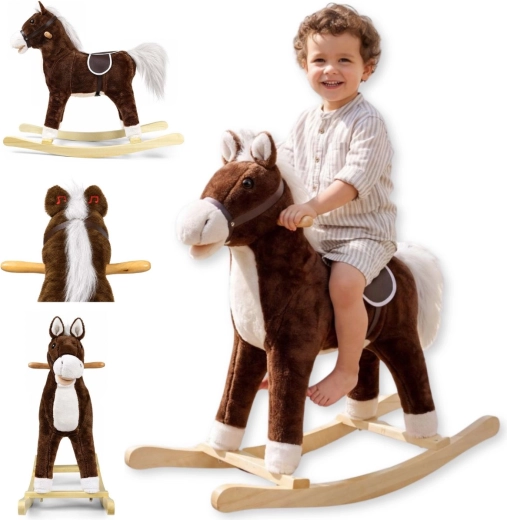 Cheval à bascule Teddy brun foncé Milly Mally