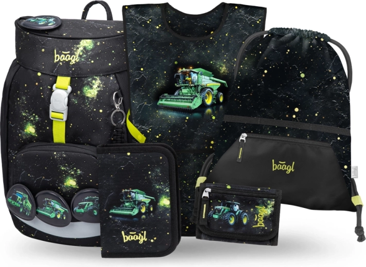 Set scolaire BAAGL Airy Tracteur 5 pièces – sac à dos, trousse, sac, tablier et portefeuille GRS