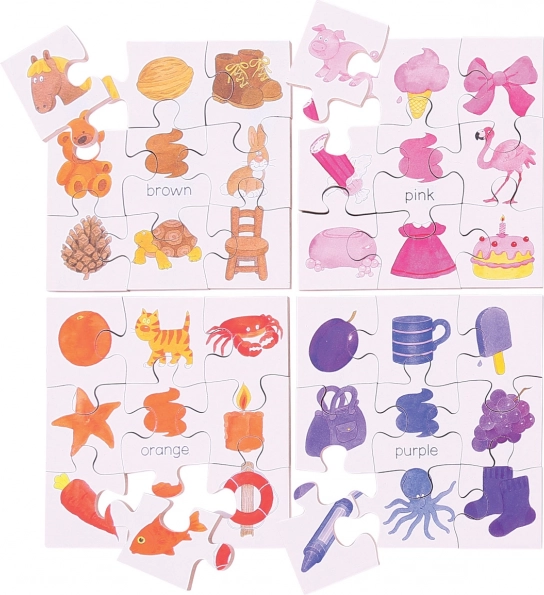Bigjigs Toys puzzle didactique en bois Couleurs 4-en-1
