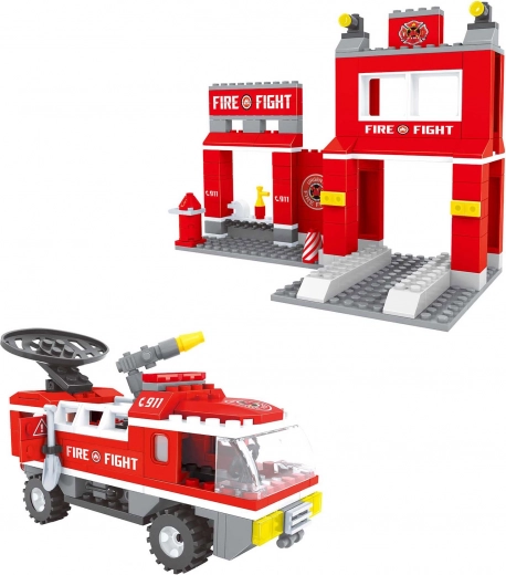 Jeu de construction compatible BloxO Pompiers – caserne de pompiers 260 pcs