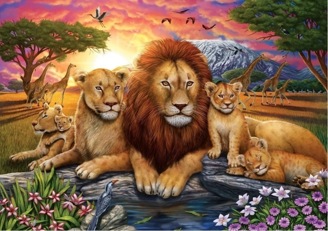 Puzzle Famille de lions 1000 pièces