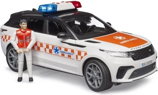 Véhicule de secours Range Rover Velar avec conducteur et figurine de secouriste