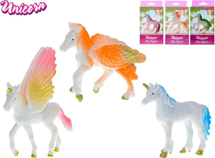 Figurine licorne 9 cm – 4 modèles, assortiment de couleurs
