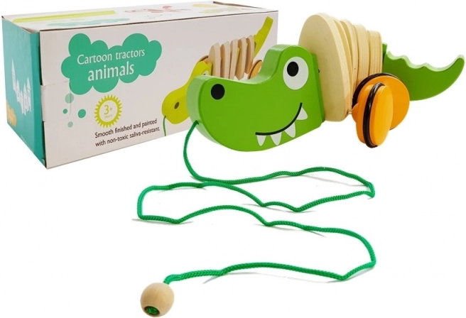 Crocodile à tirer en bois 18 cm