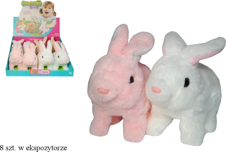 Lapin en peluche avec tête, joues et queue mobiles - 1 pièce