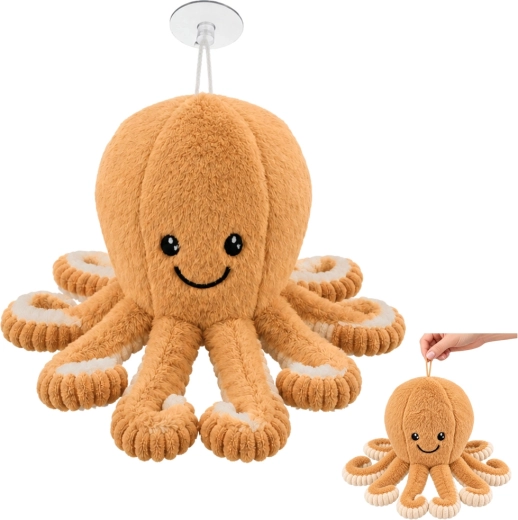 Peluche pieuvre avec ventouse beige 16 cm - 1 pièce