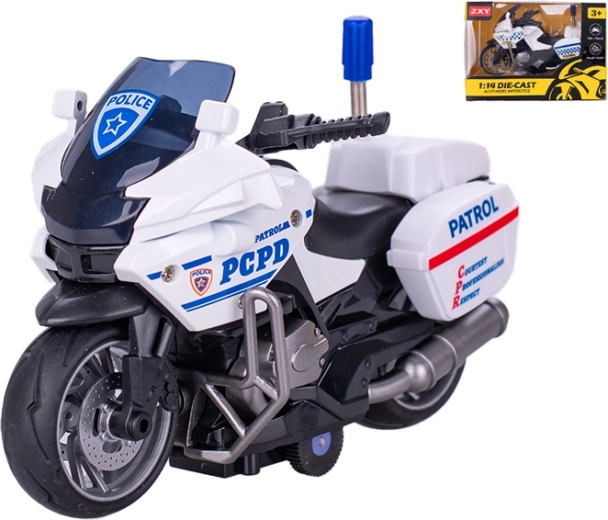 Moto de police en métal 1:14 à rétrofriction