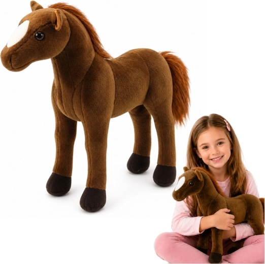 Cheval en peluche brun foncé 40 × 37 cm