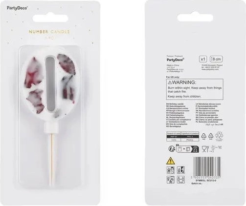 Bougie d’anniversaire en forme de fleur chiffre 0 blanche 8 cm