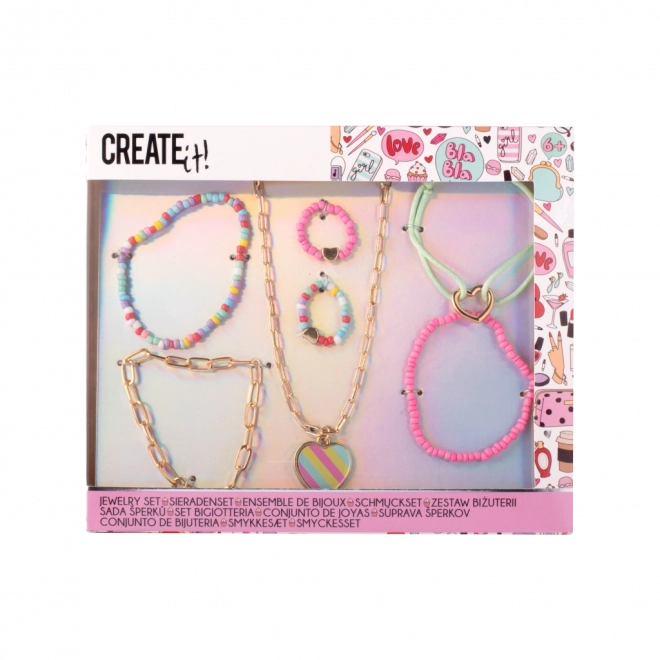 coffret de bijoux create it! bijouterie pour enfants avec bracelets, boucles d’oreilles et collier