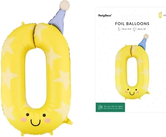 Ballon en aluminium chiffre 0 jaune 86 cm