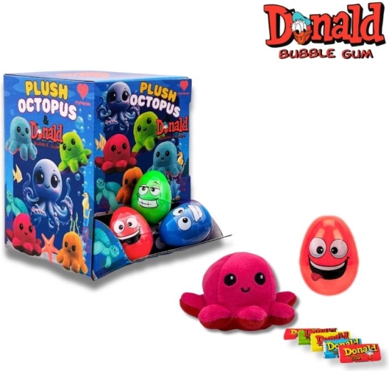 Poulpe en peluche Flip avec chewing-gums DONALD