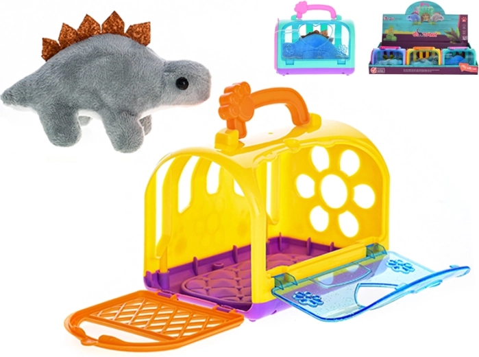 Dinosaure en peluche avec cage de transport 14 cm